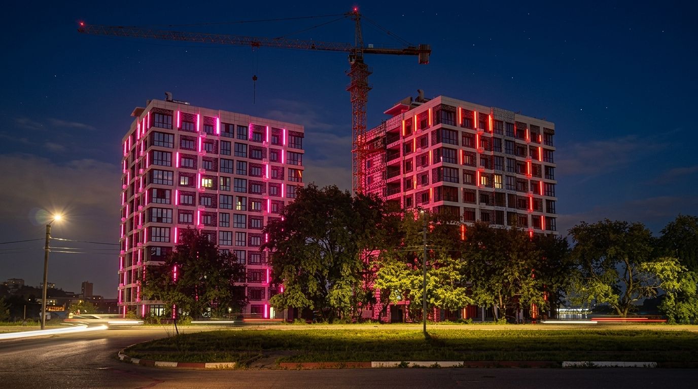Здание на пр. Мира, 71, Находка 2026 — архитектурная подсветка